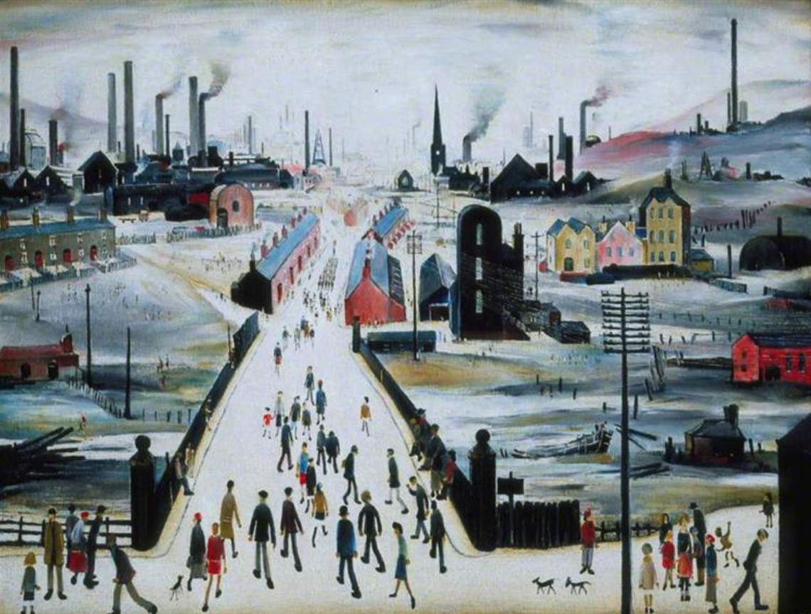 The Canal Bridge (1949) by Laurence Stephen Lowry (1887 - 1976), English artist