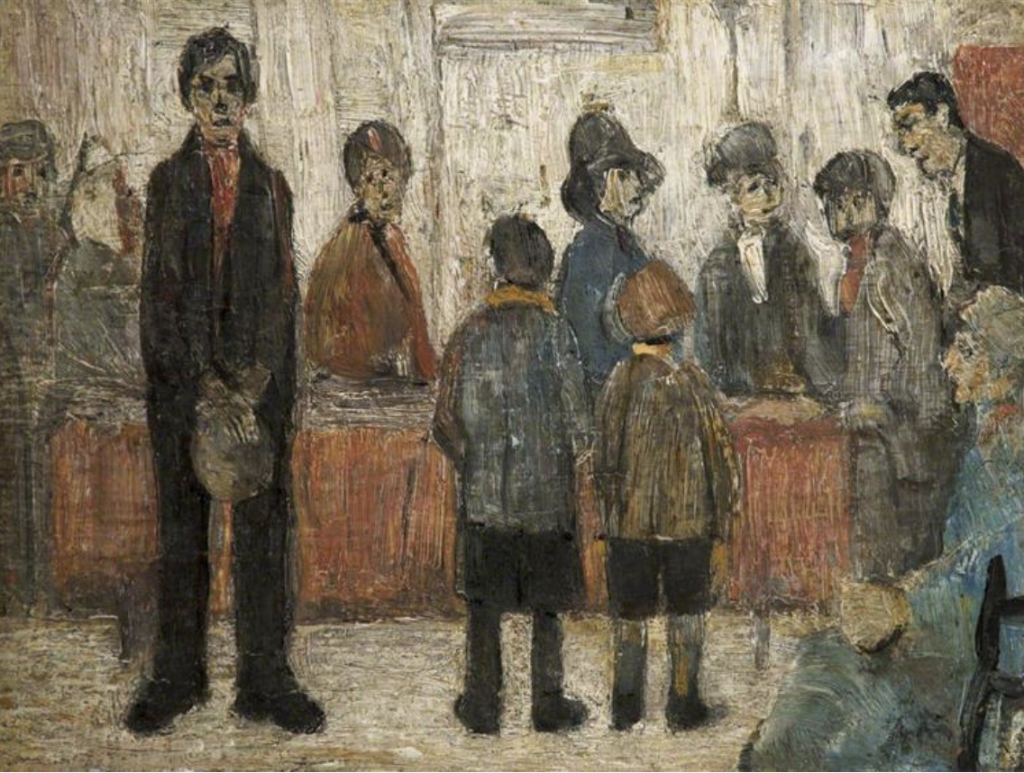 A Doctor's Waiting Room (1920) by Laurence Stephen Lowry (1887 - 1976), English artist.
