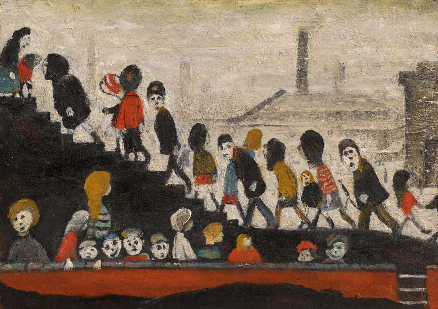Children Walking up Steps (c1960s) by Laurence Stephen Lowry (1887 - 1976), English artist.