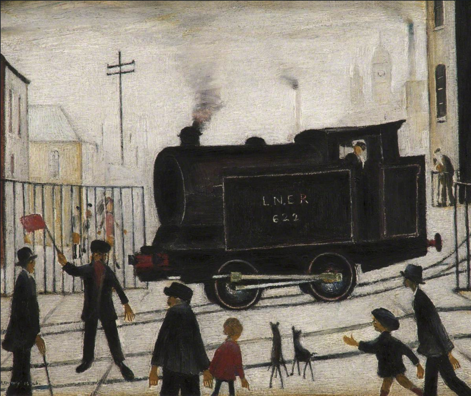 Level crossing (1946) by Laurence Stephen Lowry (1887 - 1976), English artist.