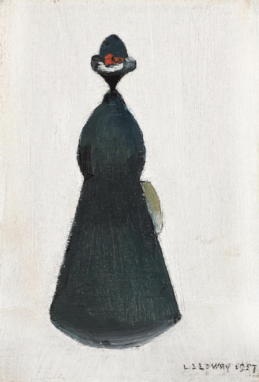 Lady with Hat and Bag (1957) by Laurence Stephen Lowry (1887 - 1976), English artist.