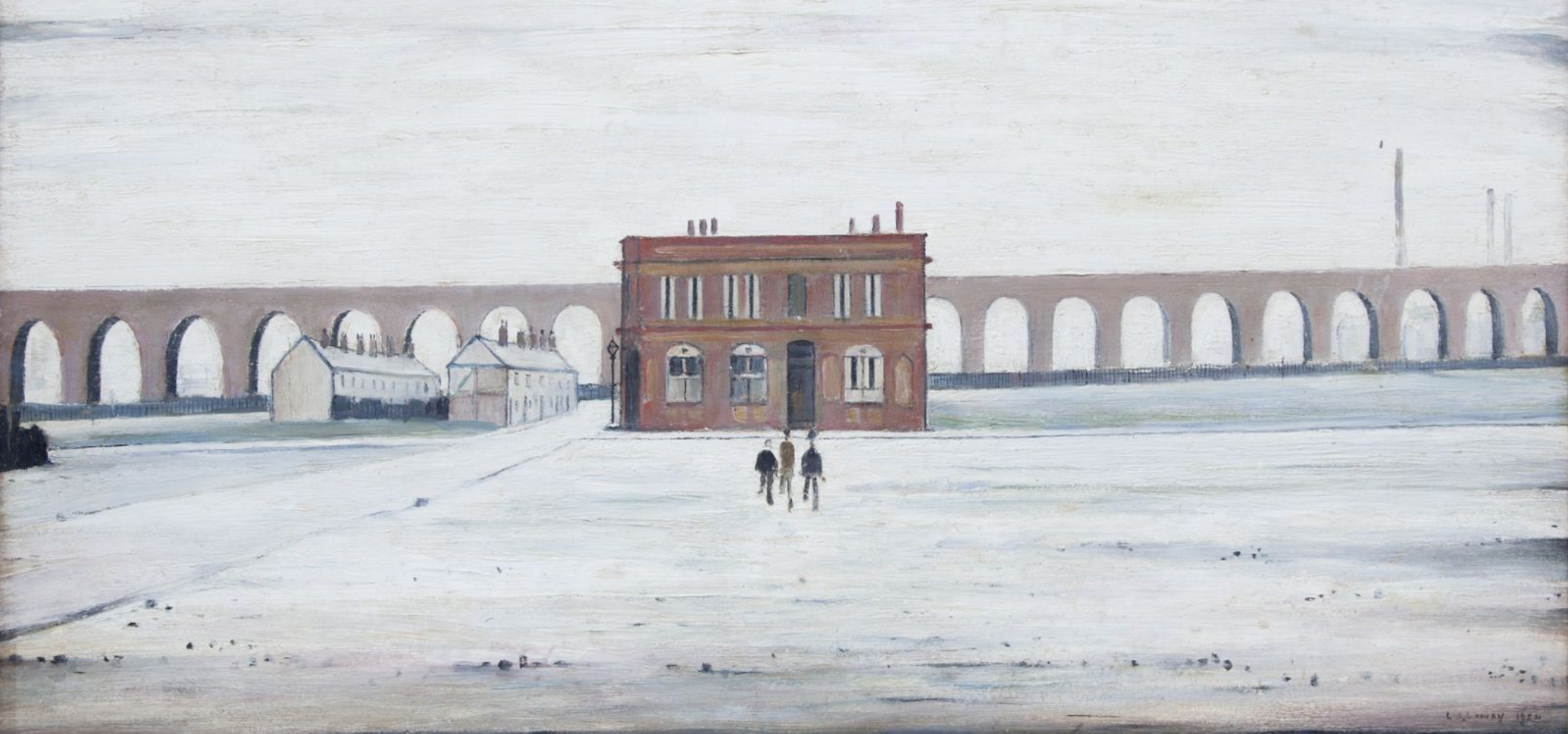 The Viaduct (1954) by Laurence Stephen Lowry (1887 - 1976), English artist.