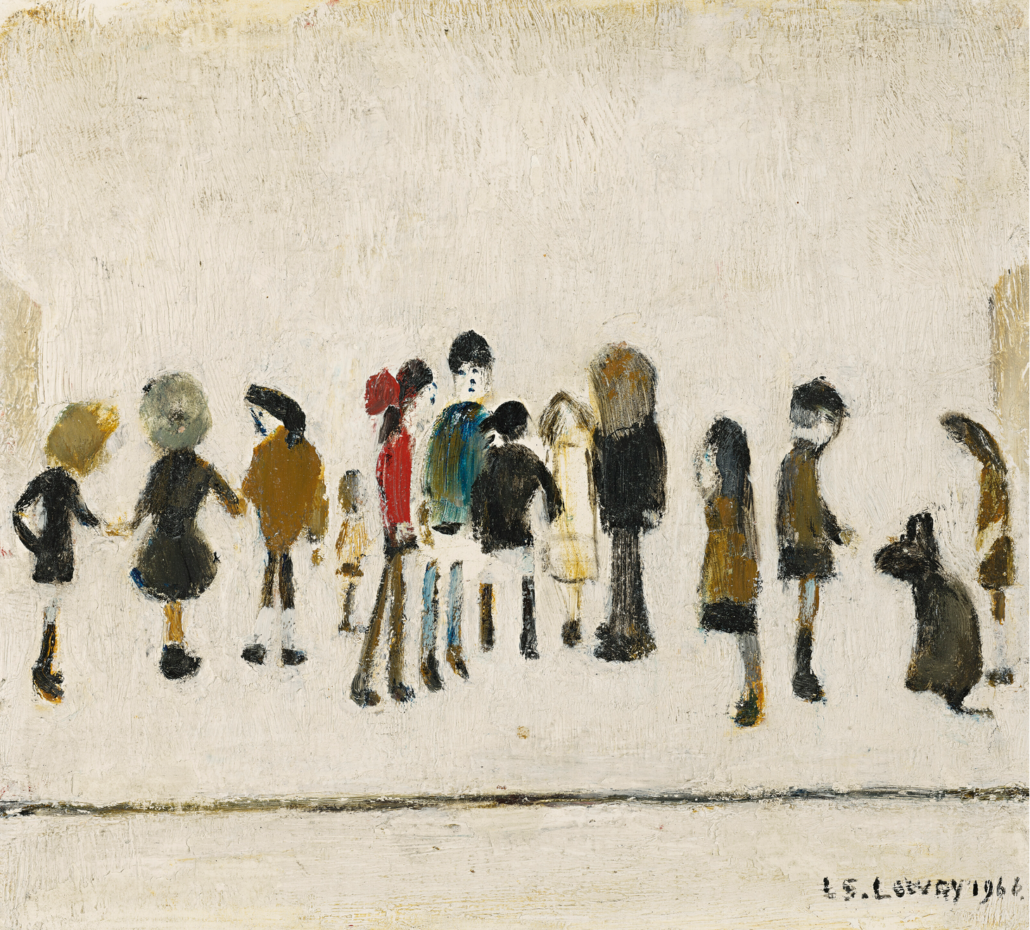 Children in the Street (1966) by Laurence Stephen Lowry (1887 - 1976), English artist.