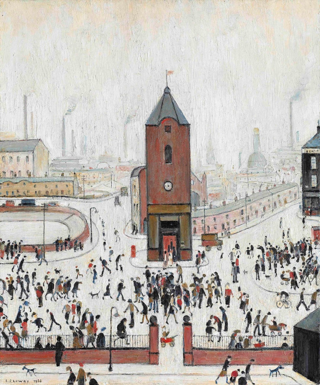 Town Centre (1966) by Laurence Stephen Lowry (1887 - 1976), English artist.