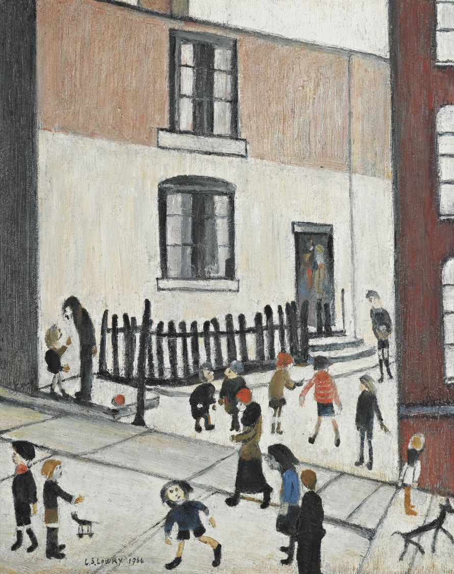 Children in the Back Streets (1964) by Laurence Stephen Lowry (1887 - 1976), English artist.