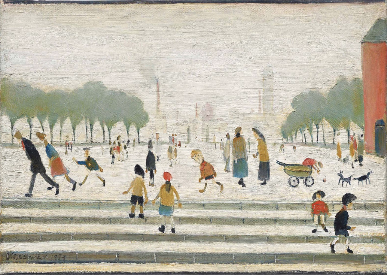 Park and Steps (1954) by Laurence Stephen Lowry (1887 - 1976), English artist.