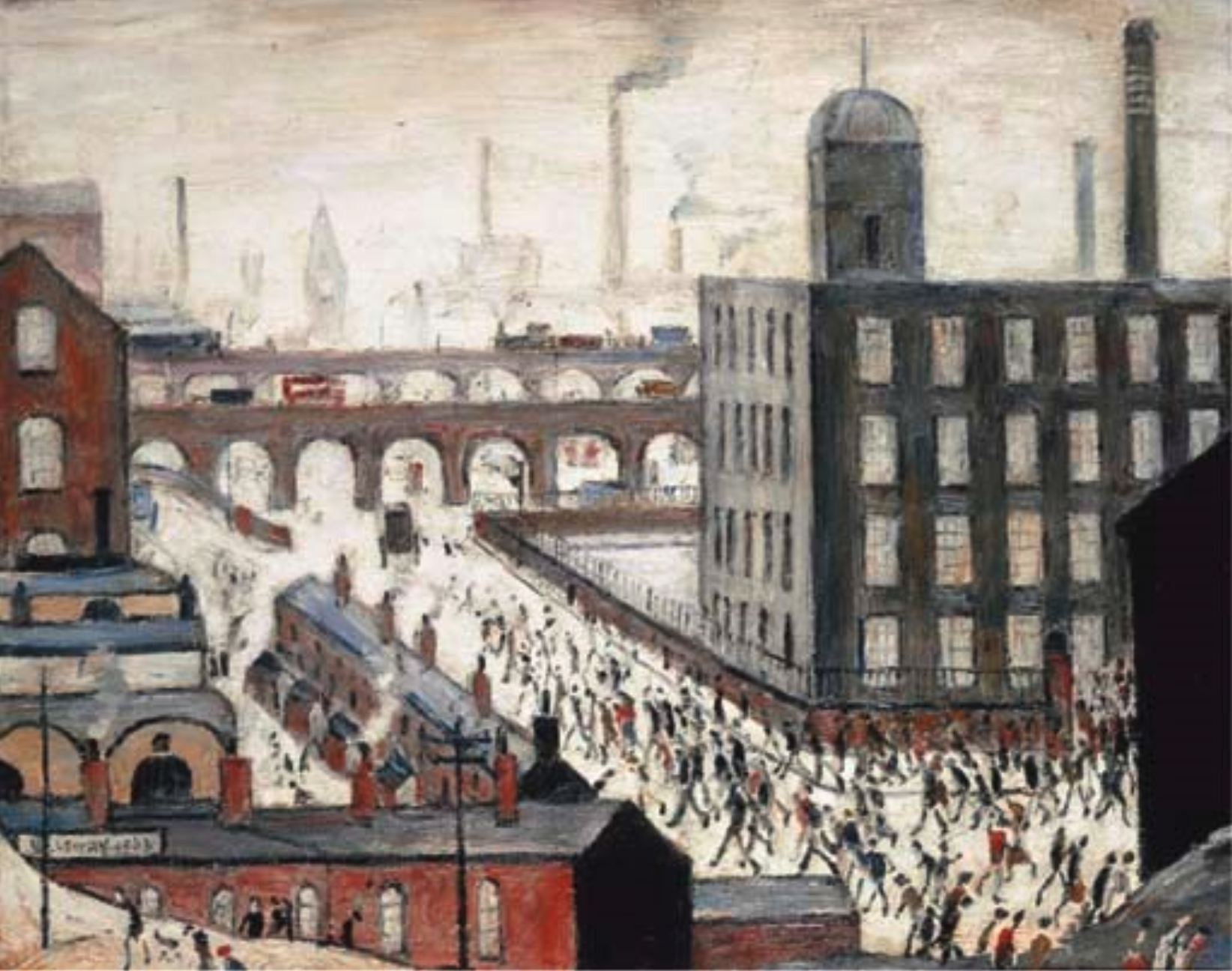 Leaving the mill (1962) by Laurence Stephen Lowry (1887 - 1976), English artist.