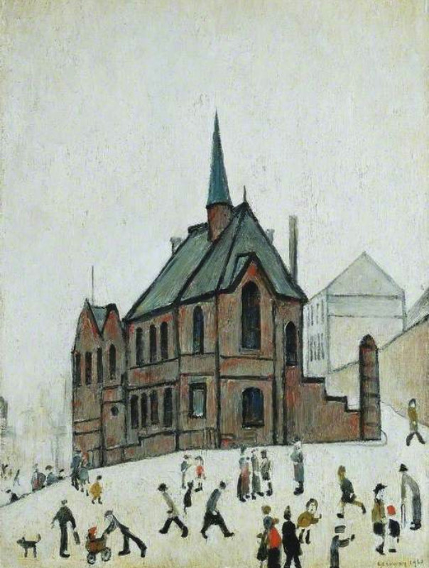 Old Chapel, Newcastle-Upon-Tyne (1965) by Laurence Stephen Lowry (1887 - 1976), English artist.