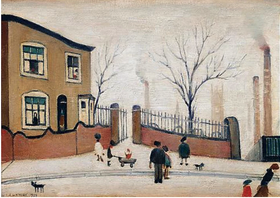 Street scene (Unknown) by Laurence Stephen Lowry (1887 - 1976), English artist.