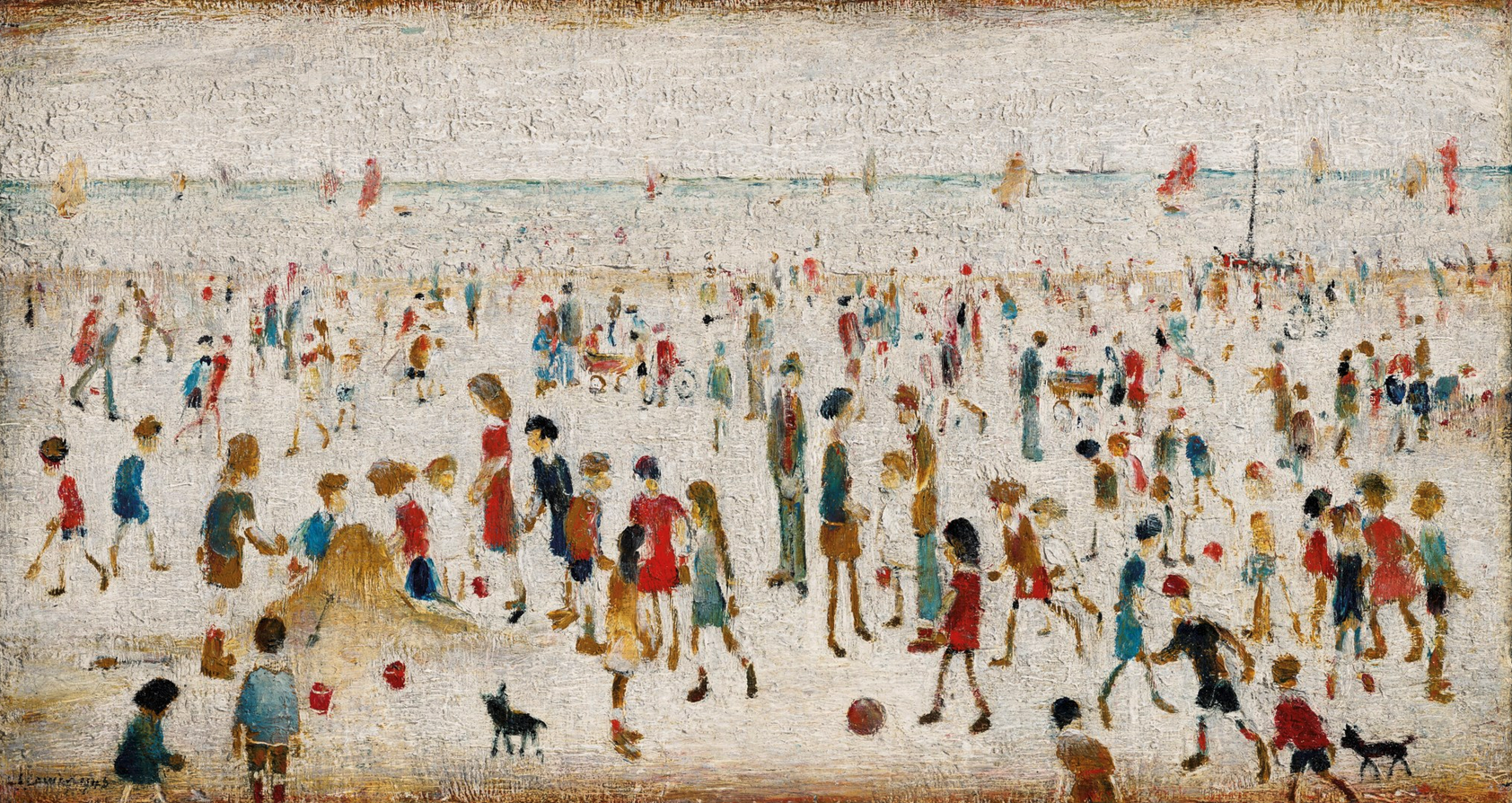On the Sands (1946) by Laurence Stephen Lowry (1887 - 1976), English artist.