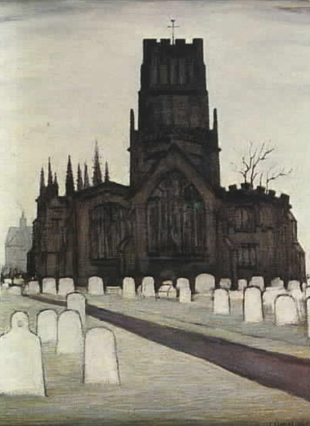 Northleach Church (1947) by Laurence Stephen Lowry (1887 - 1976), English artist.