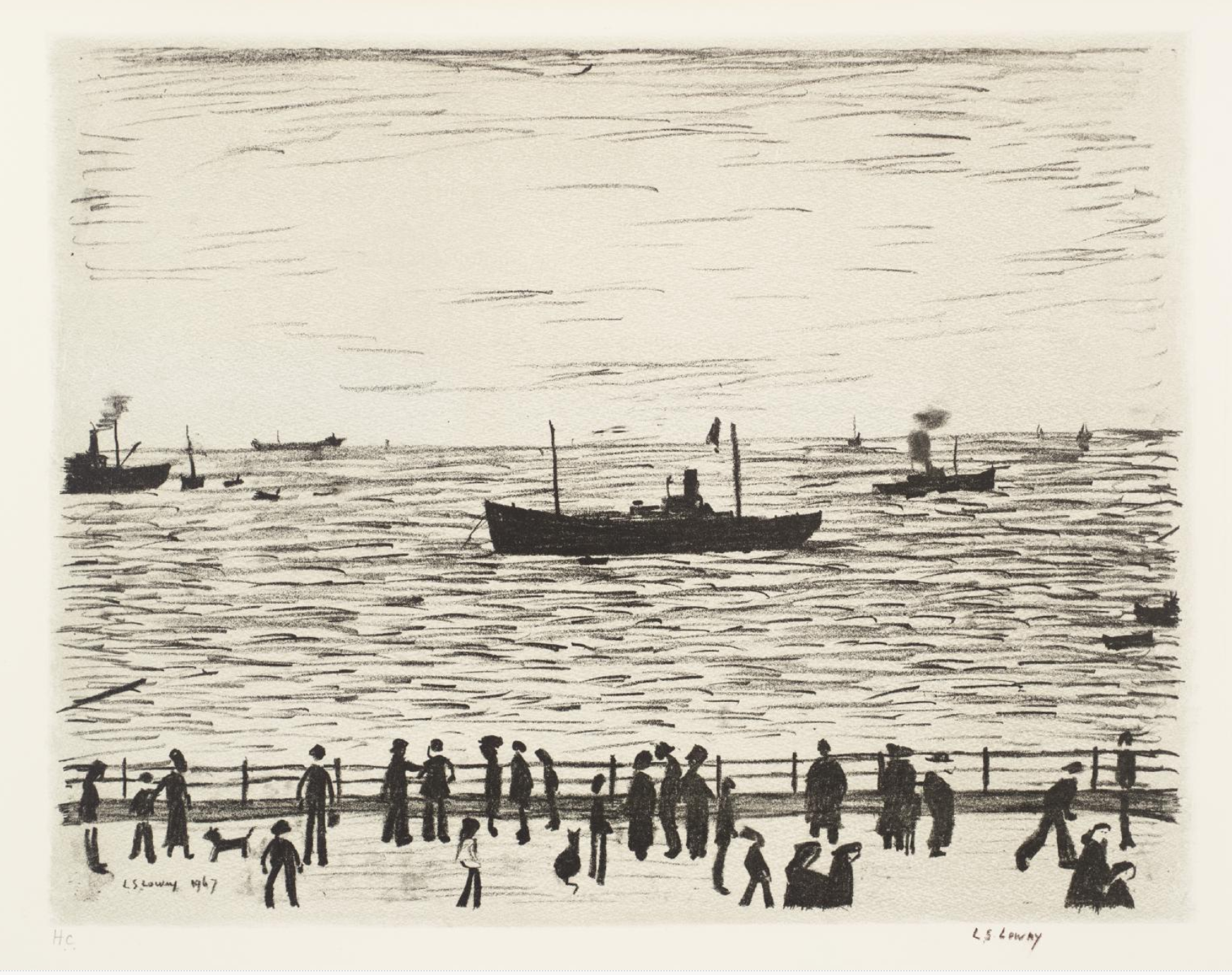 Seaside Promenade (1967-8) by Laurence Stephen Lowry (1887 - 1976), English artist.