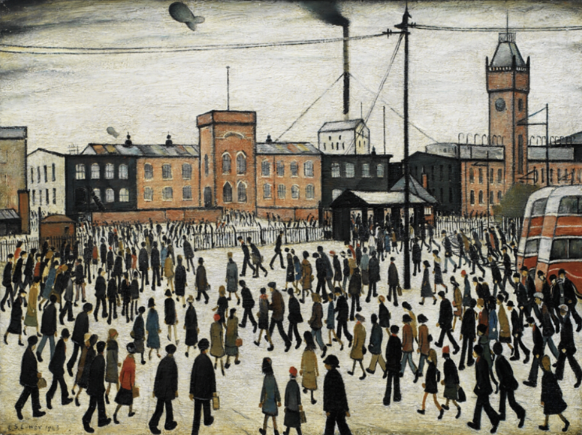 Going to Work (1943) by Laurence Stephen Lowry (1887 - 1976), English artist.