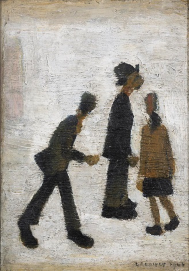 Three Figures (1944) by Laurence Stephen Lowry (1887 - 1976), English artist.