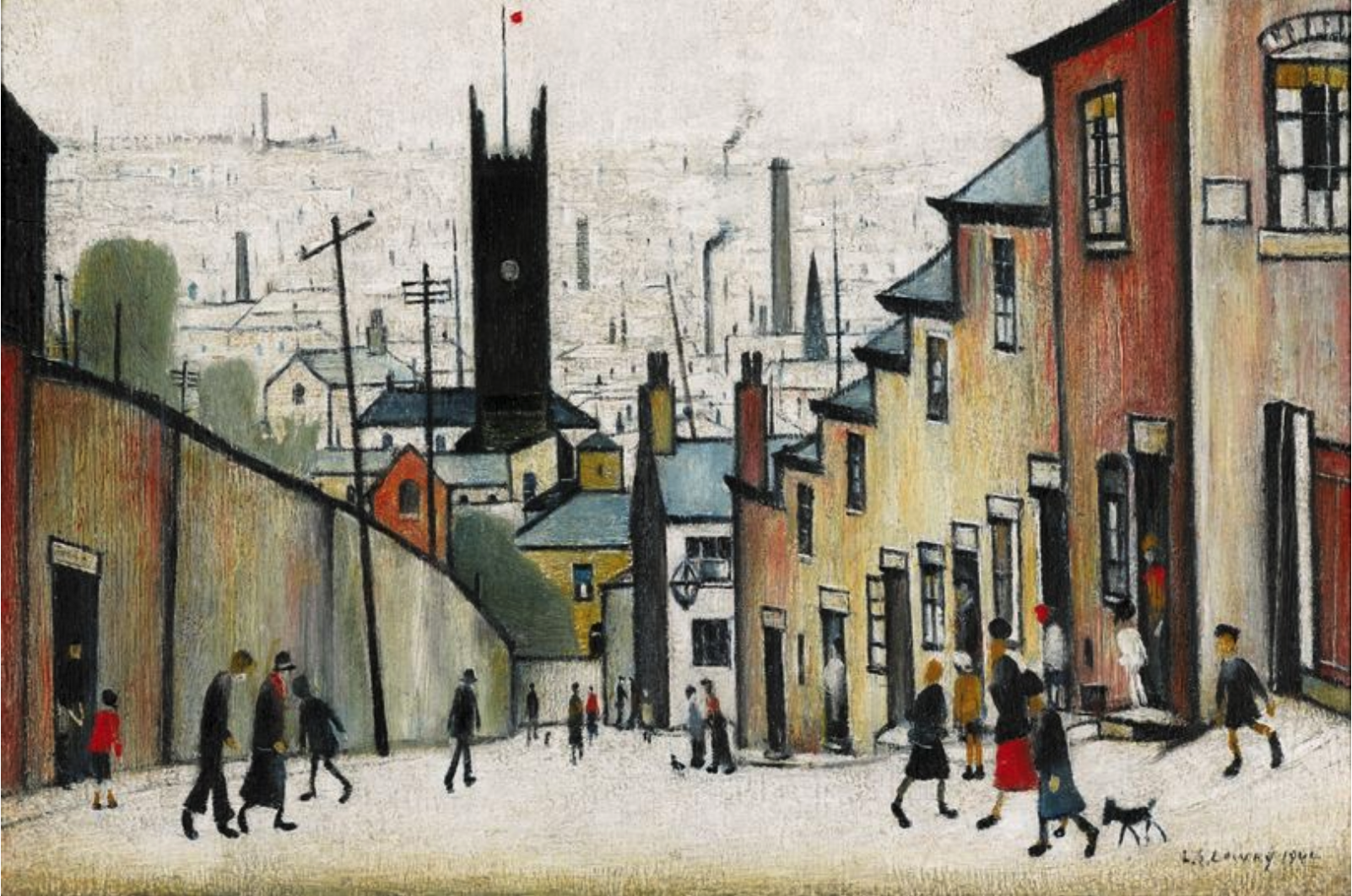 The Church in the Hallow (1944) by Laurence Stephen Lowry (1887 - 1976), English artist.