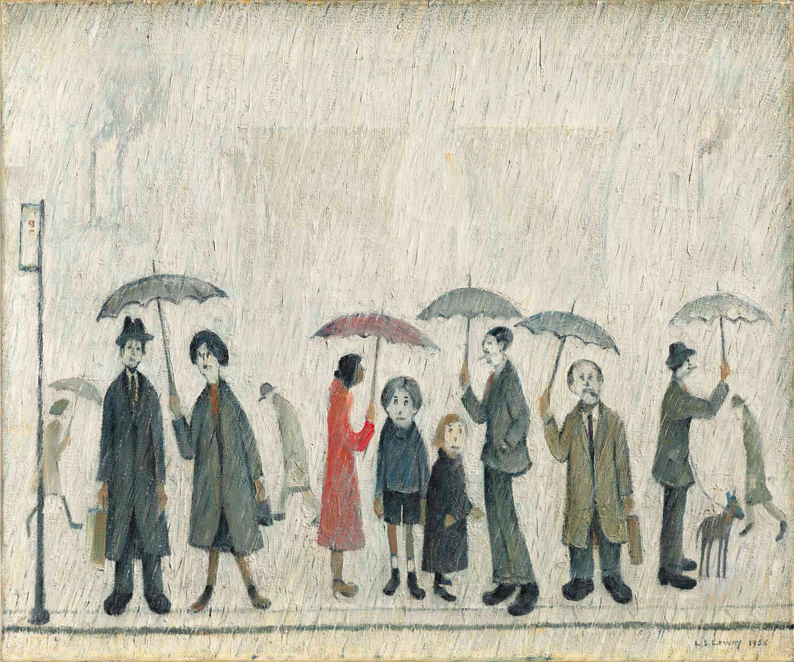 The Bus Stop (1955) by Laurence Stephen Lowry (1887 - 1976), English artist.