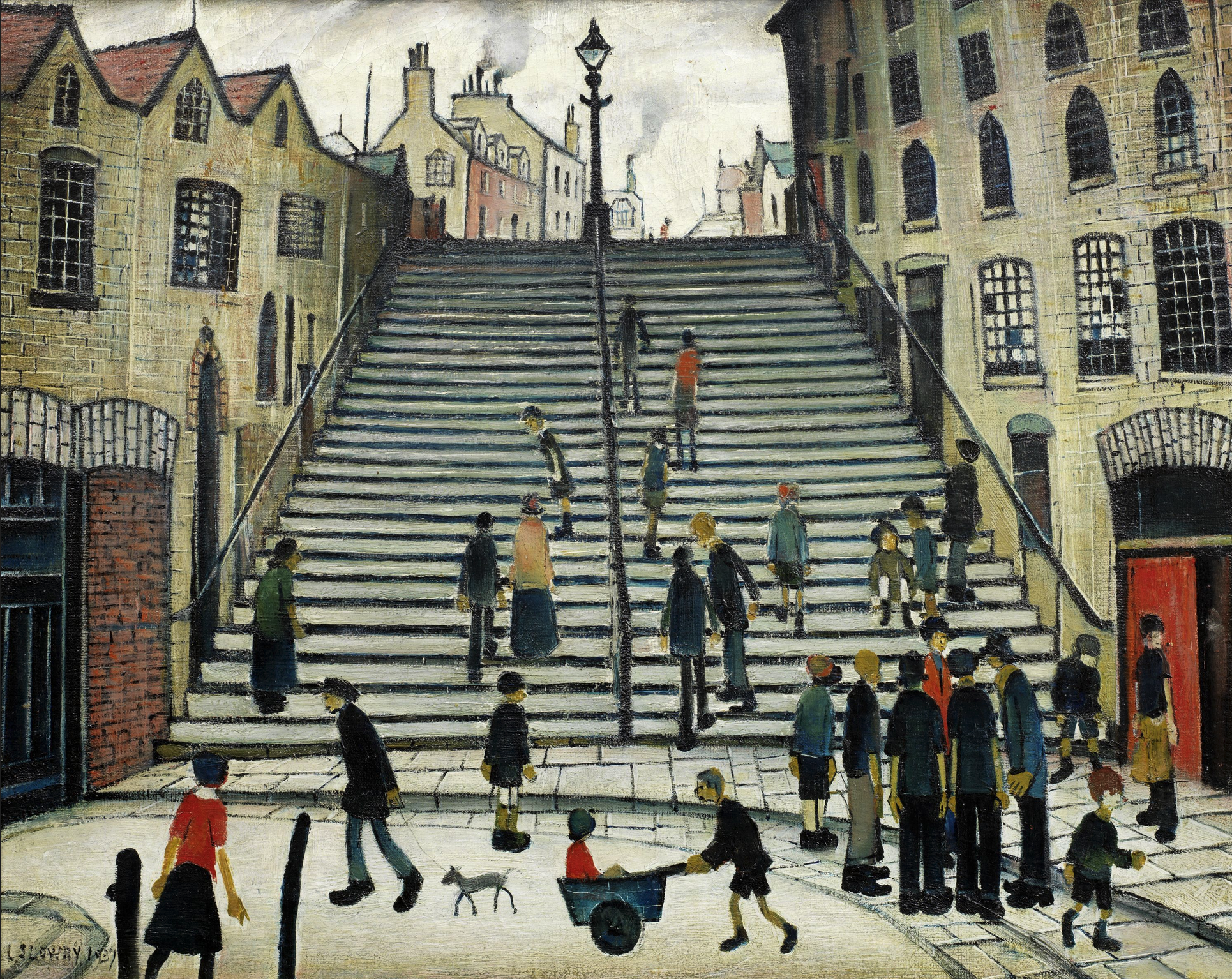 Steps at Wick (1937) by Laurence Stephen Lowry (1887 - 1976), English artist.