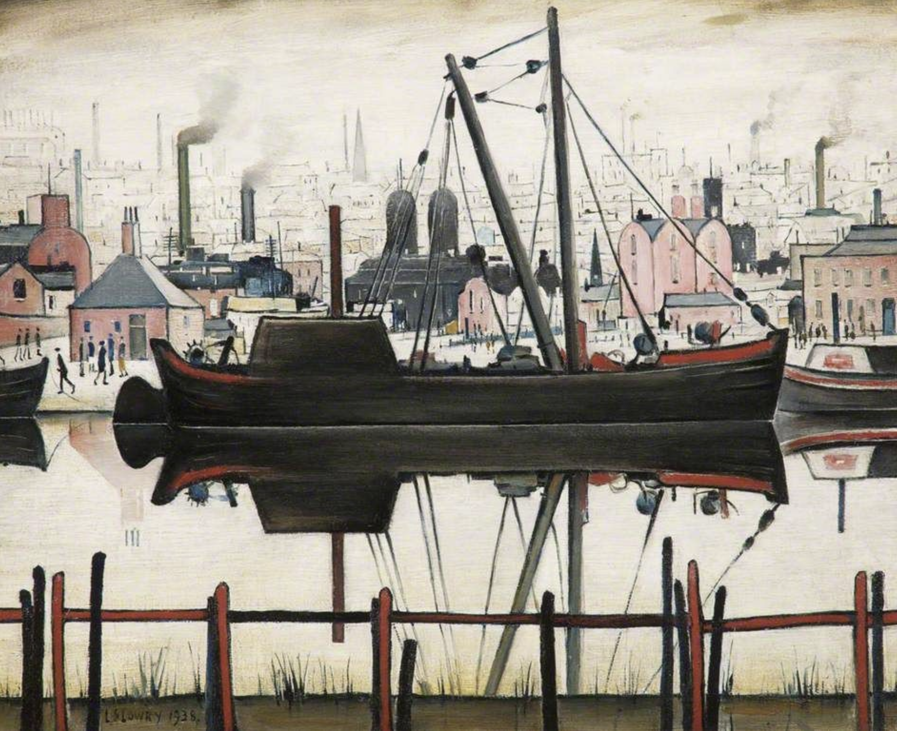 The Coal Barge (1938) by Laurence Stephen Lowry (1887 - 1976), English artist.