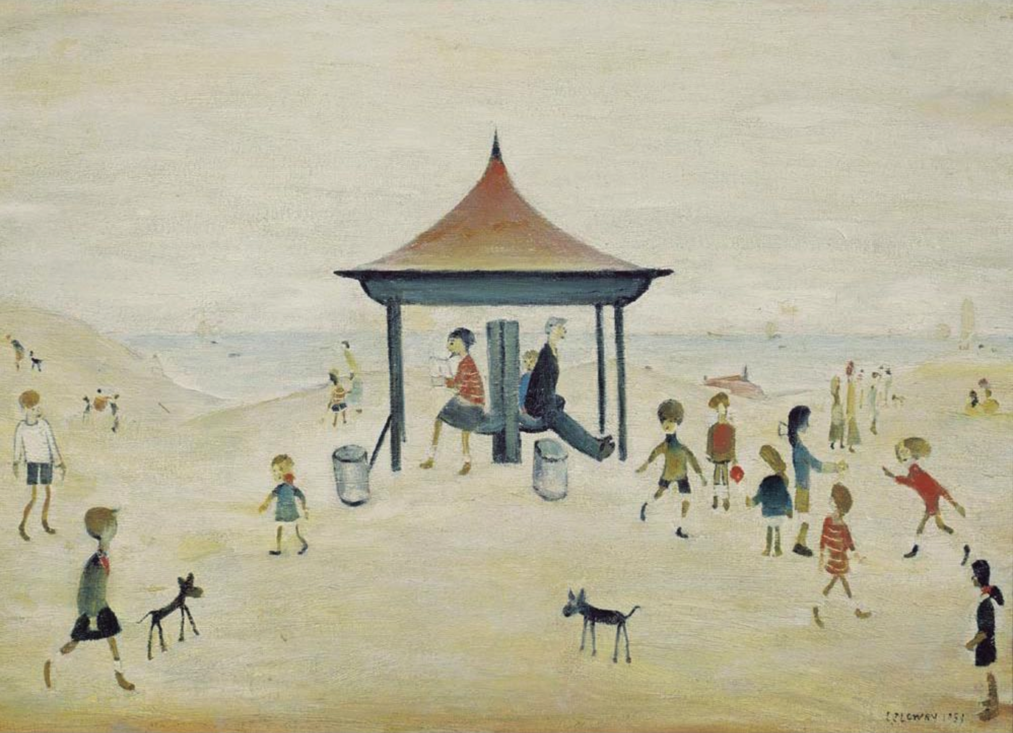 Upon the Sands, Berwick upon Tweed (1959) by Laurence Stephen Lowry (1887 - 1976), English artist.