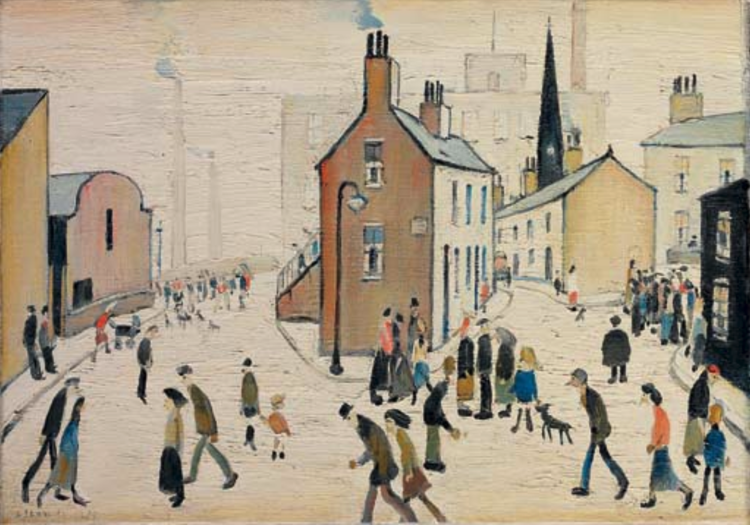 Street Scene (1957) by Laurence Stephen Lowry (1887 - 1976), English artist.