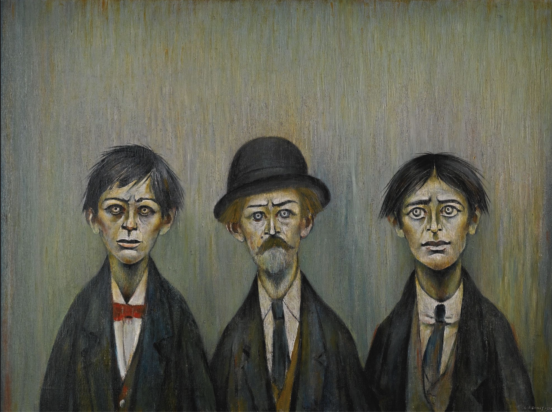 Father and two Sons (1950) by Laurence Stephen Lowry (1887 - 1976), English artist.