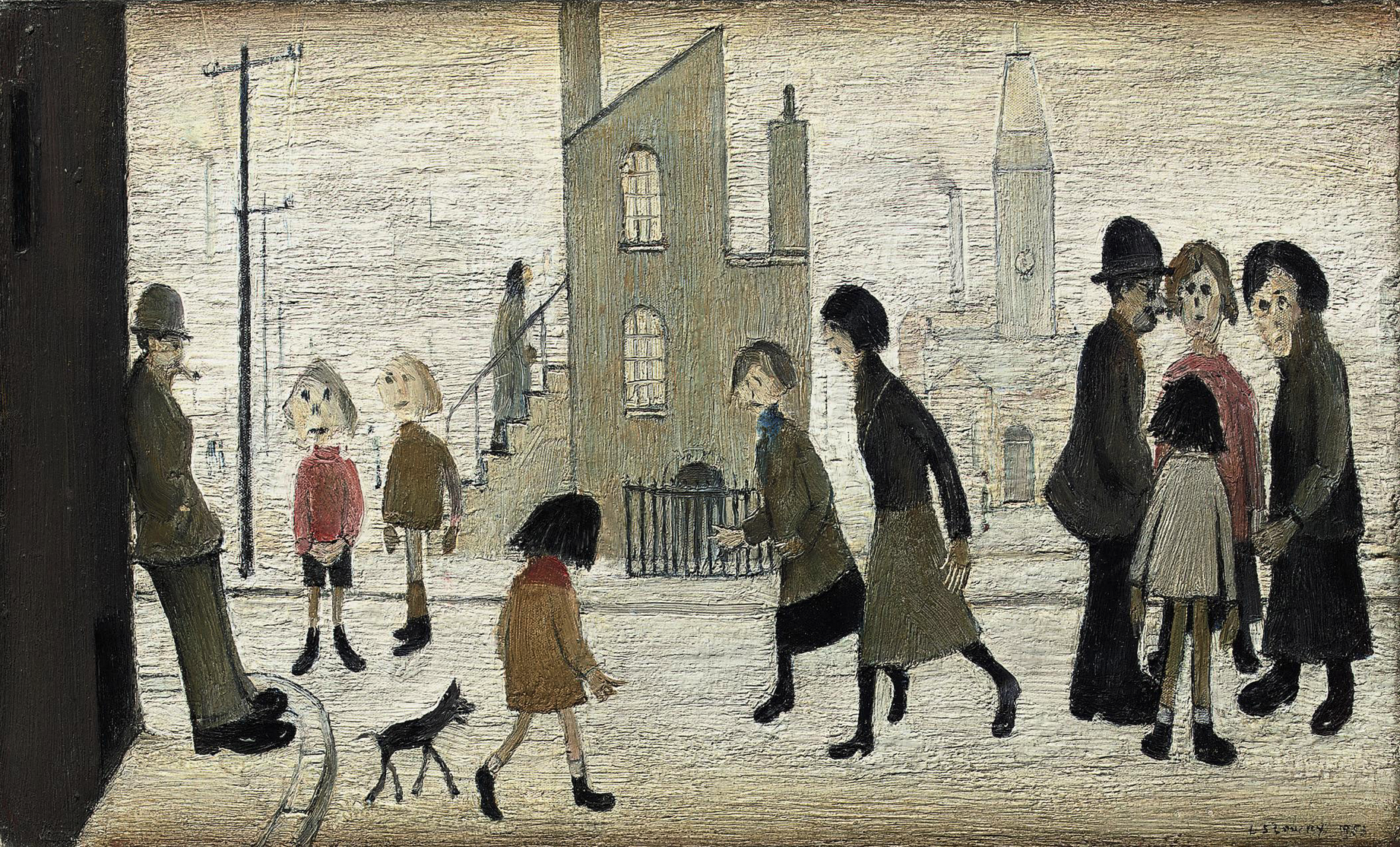 Street Scene (1953) by Laurence Stephen Lowry (1887 - 1976), English artist.