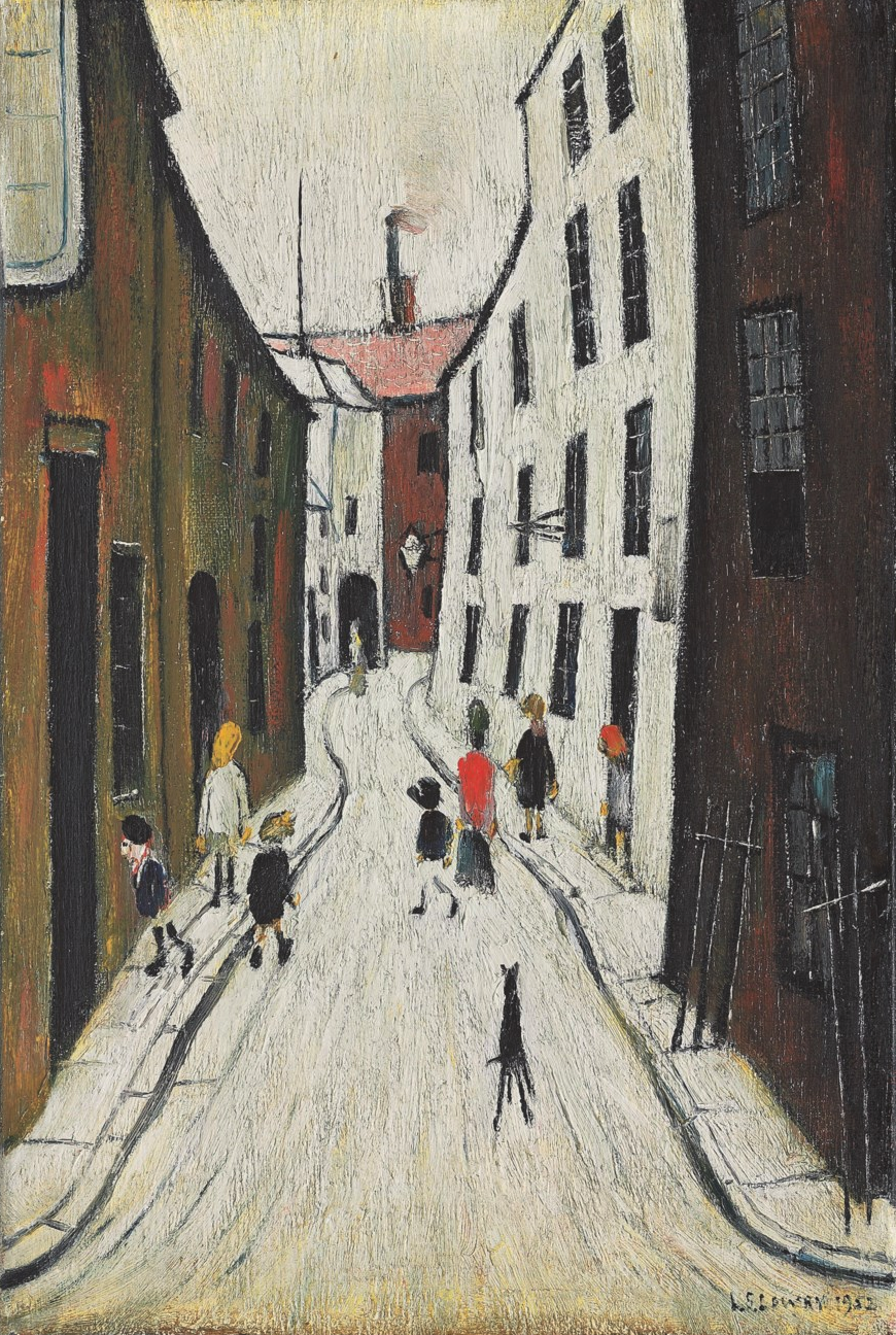 An old street in Berwick-upon-Tweed (1952) by Laurence Stephen Lowry (1887 - 1976), English artist.