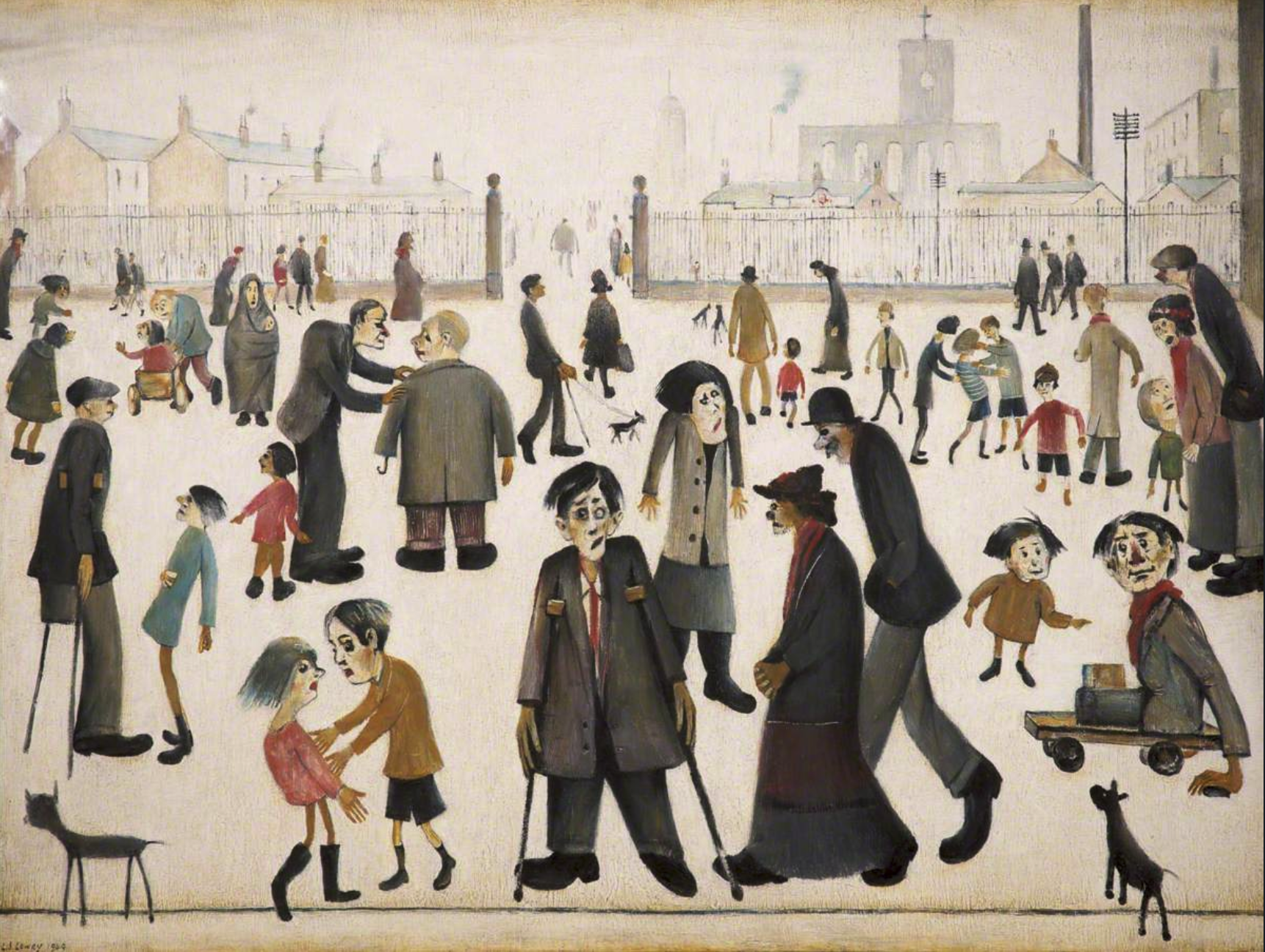 The Cripples (1949) by Laurence Stephen Lowry (1887 - 1976), English artist.