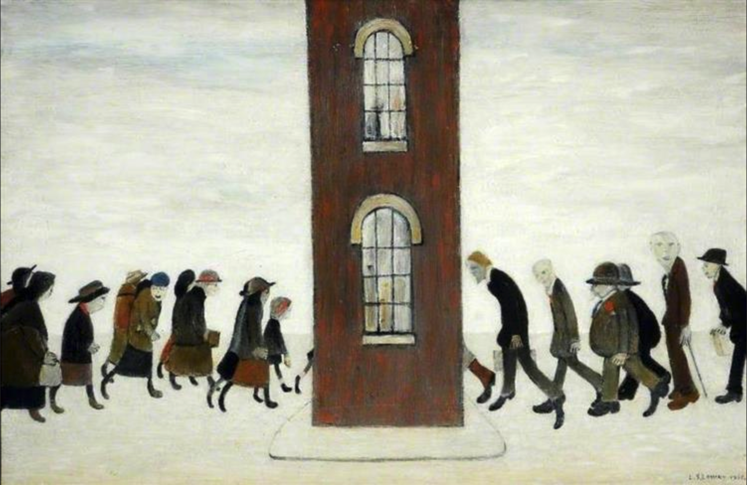 Meeting Point (1965) by Laurence Stephen Lowry (1887 - 1976), English artist.