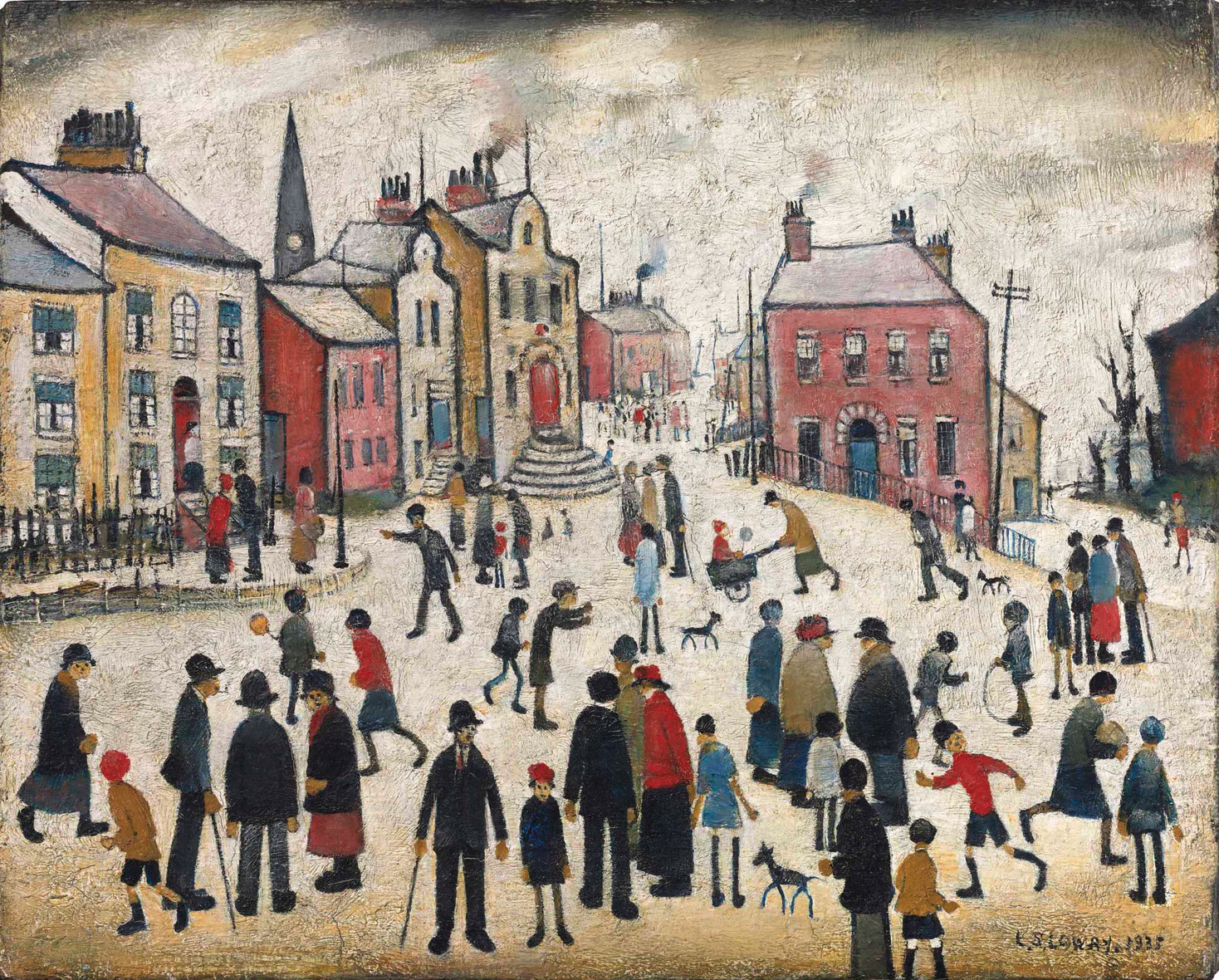 People Standing About (1935) by Laurence Stephen Lowry (1887 - 1976), English artist.