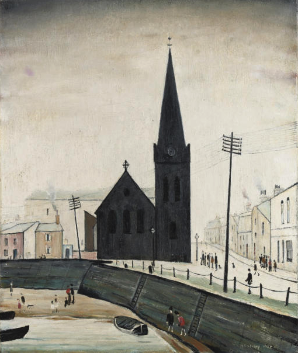 On the Quay, Maryport (1954) by Laurence Stephen Lowry (1887 - 1976), English artist.