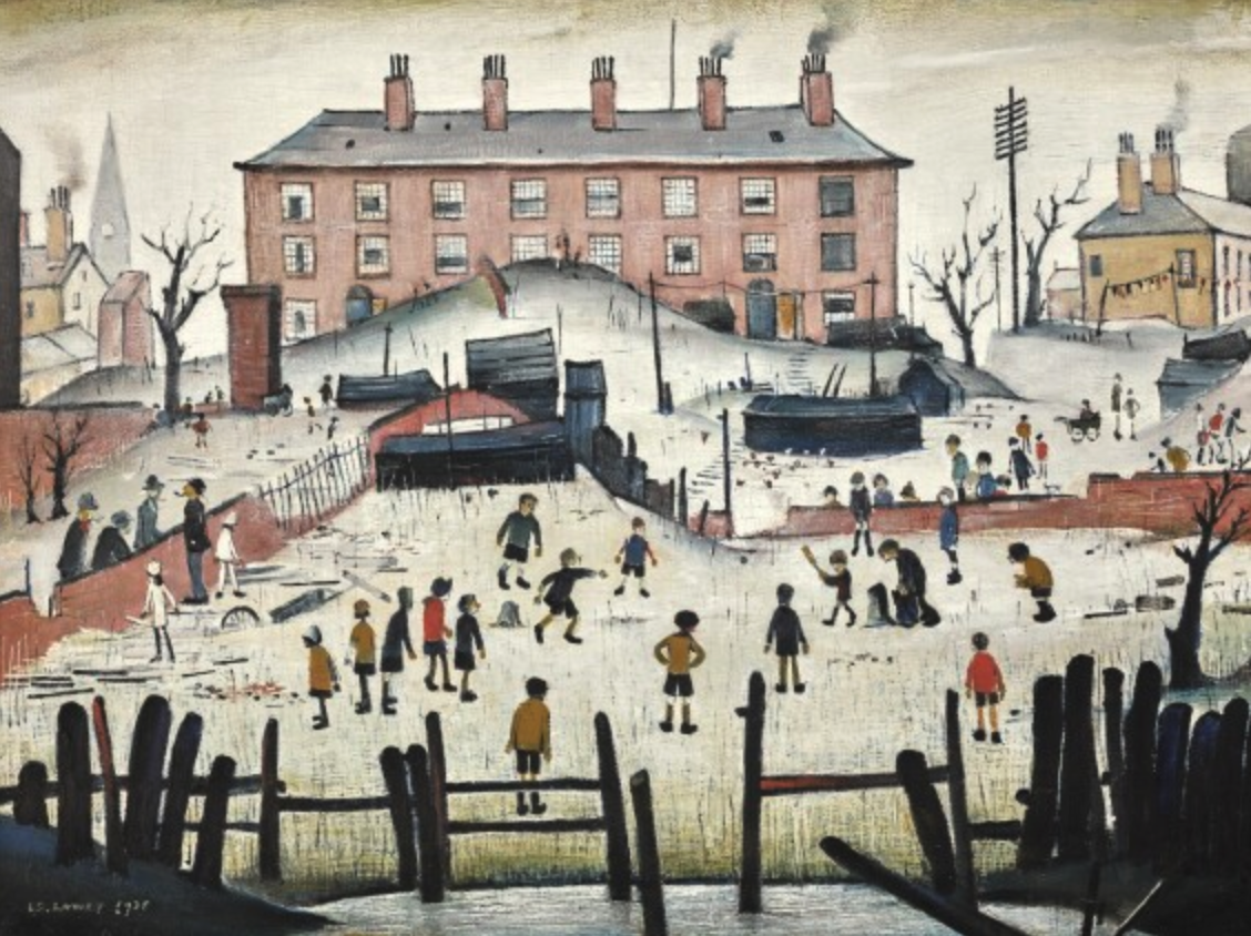 A Cricket Match (1953) by Laurence Stephen Lowry (1887 - 1976), English artist.