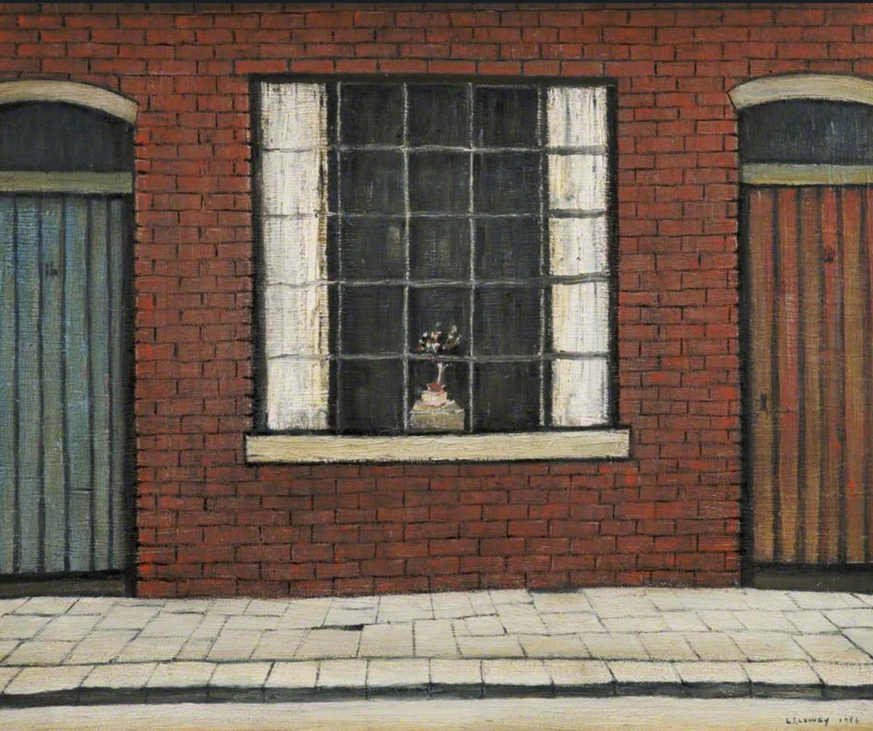 Flowers in a window (1956) by Laurence Stephen Lowry (1887 - 1976), English artist.