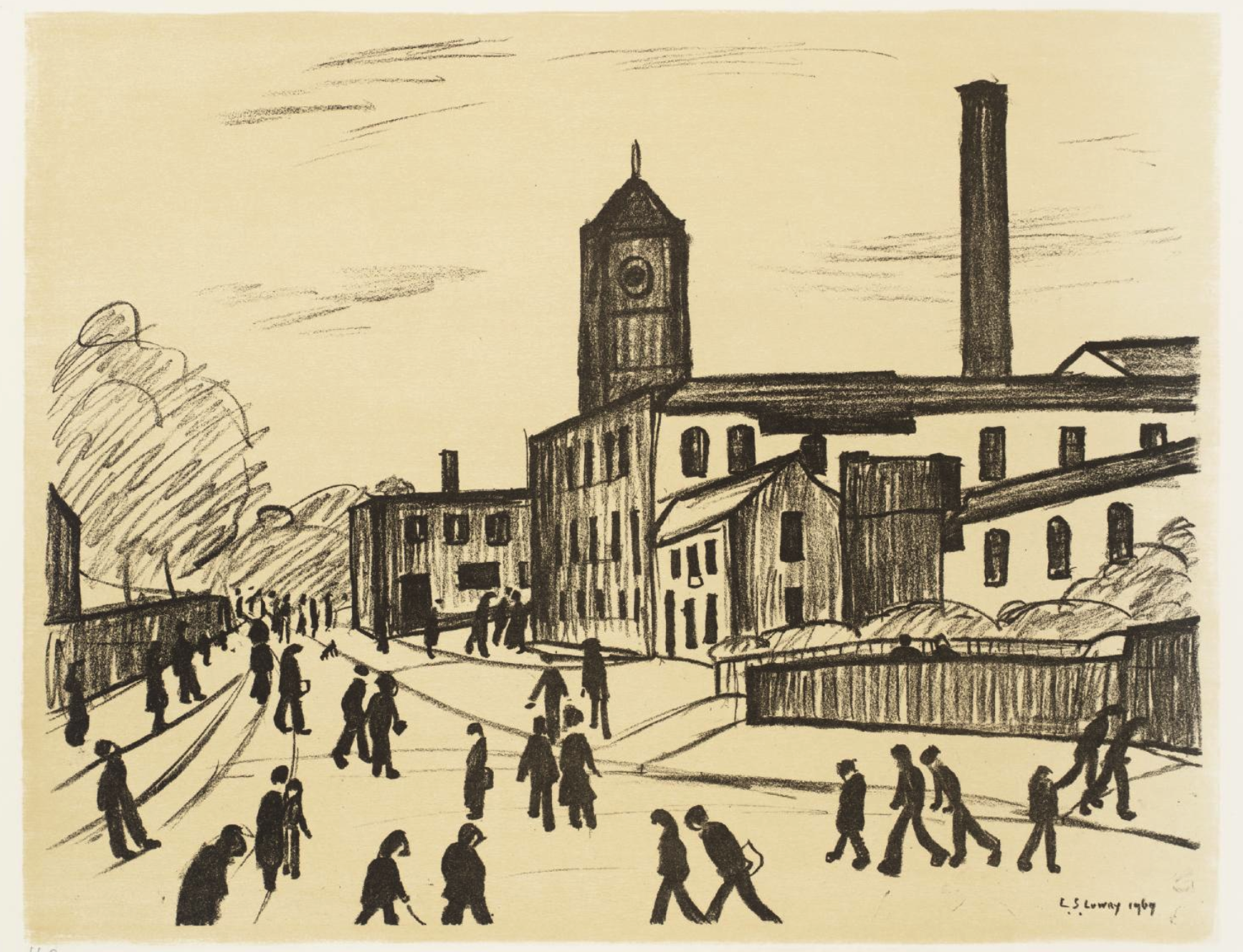 A Northern Town (1969) by Laurence Stephen Lowry (1887 - 1976), English artist.