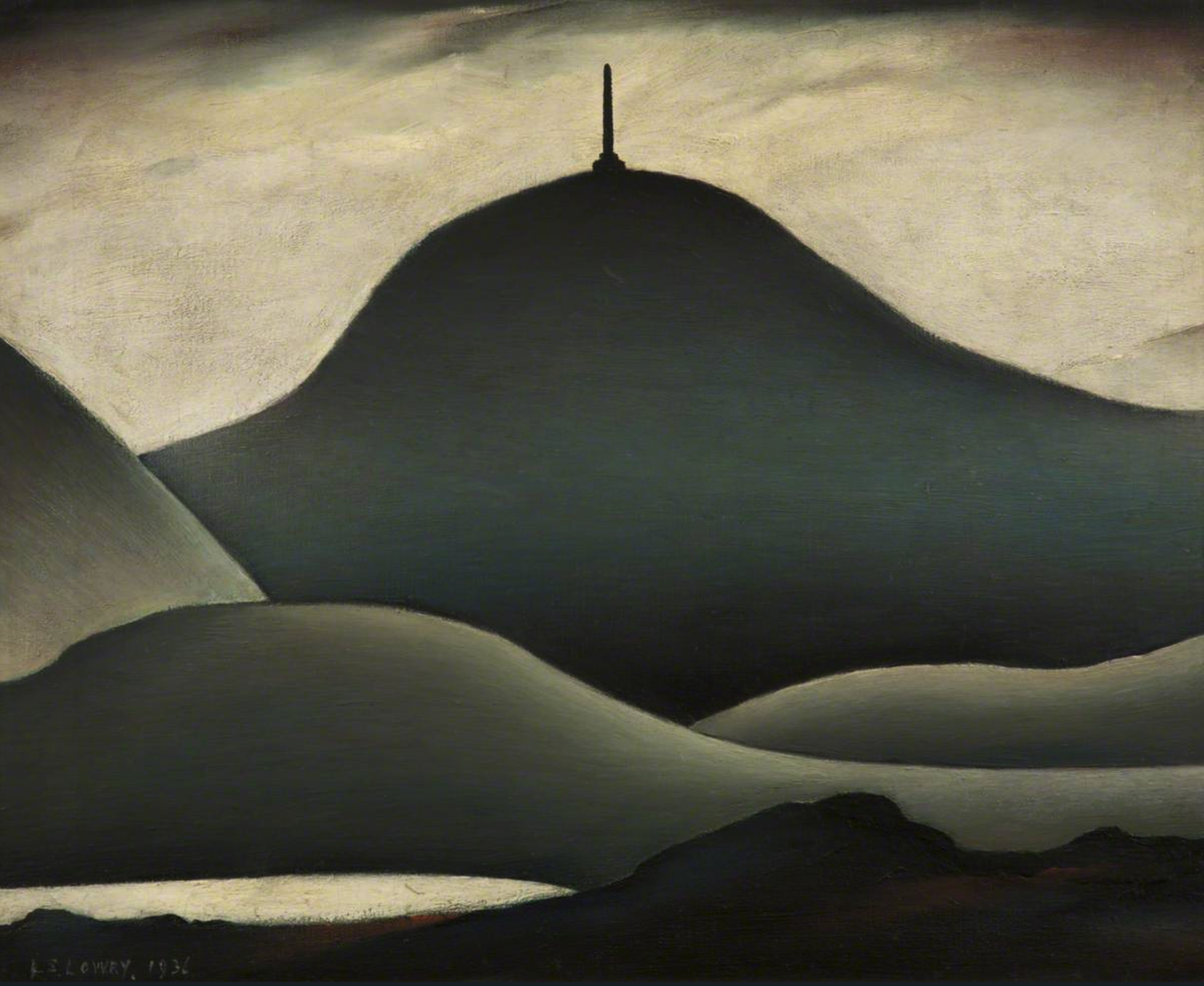 A Landmark (1936) by Laurence Stephen Lowry (1887 - 1976), English artist.
