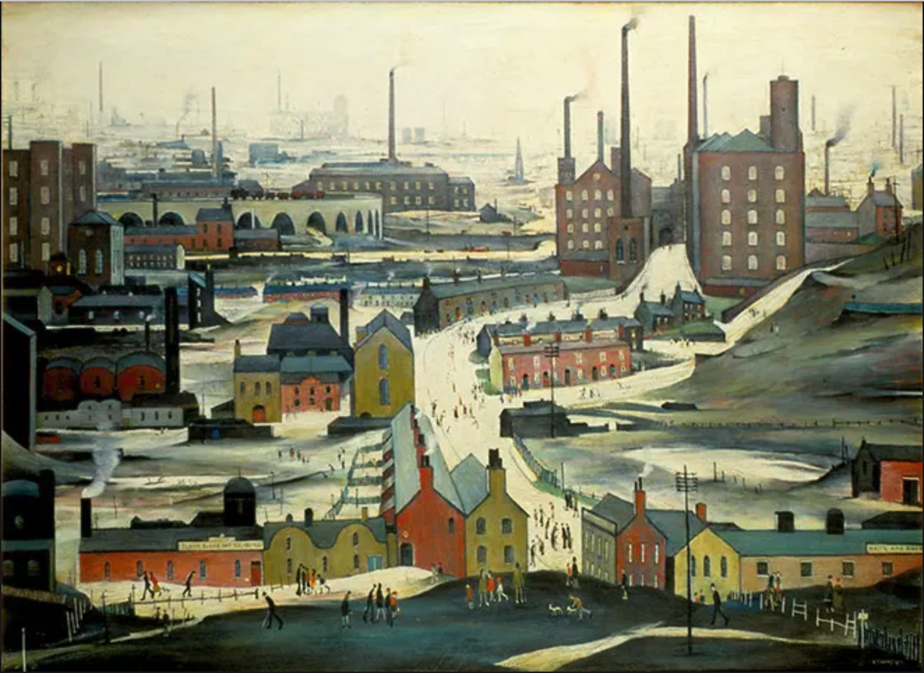 Industrial Landscape, Ashton-Under-Lyne (1952) by Laurence Stephen Lowry (1887 - 1976), English artist.