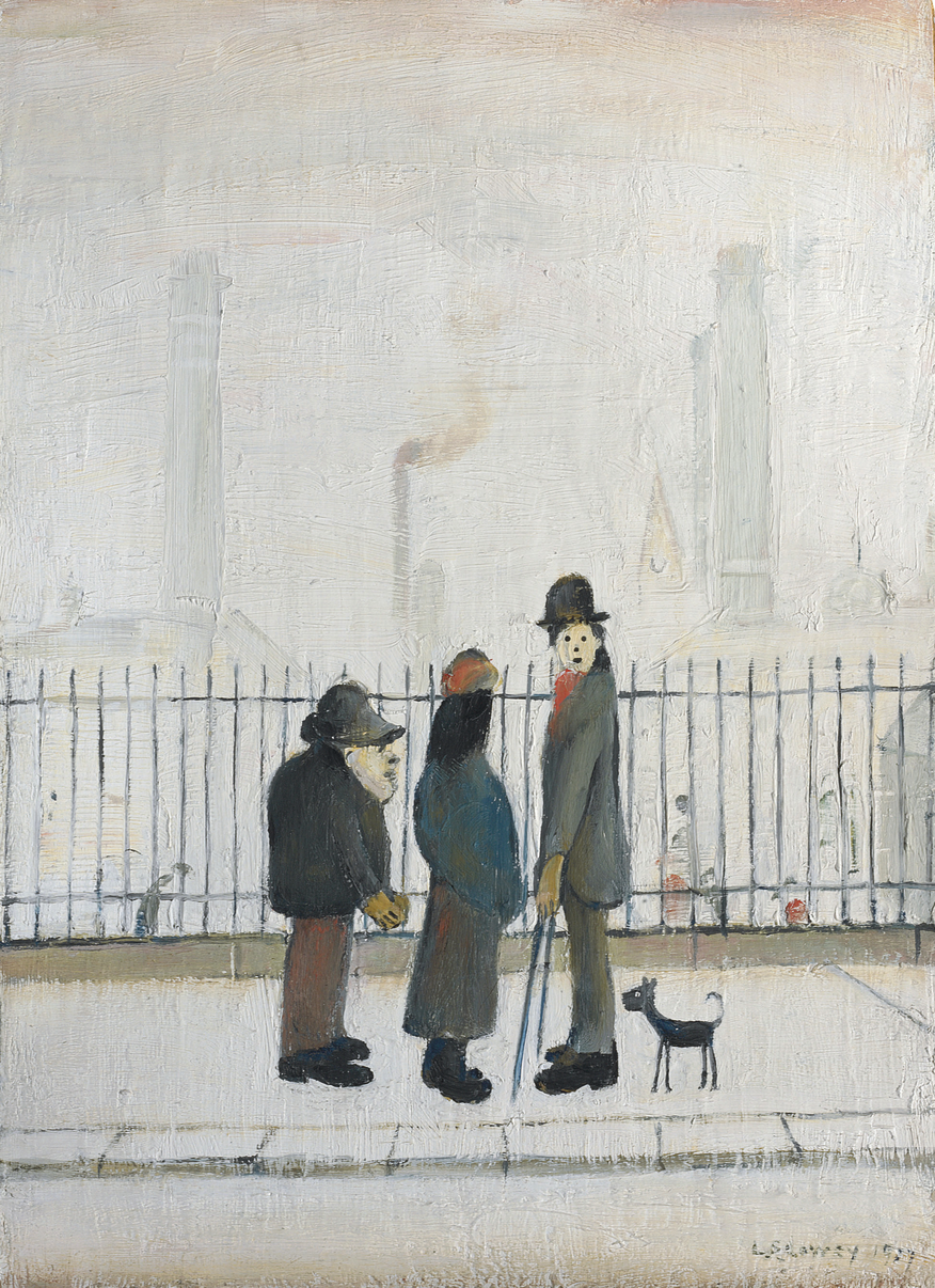 Landscape with Figures (1957) by Laurence Stephen Lowry (1887 - 1976), English artist.