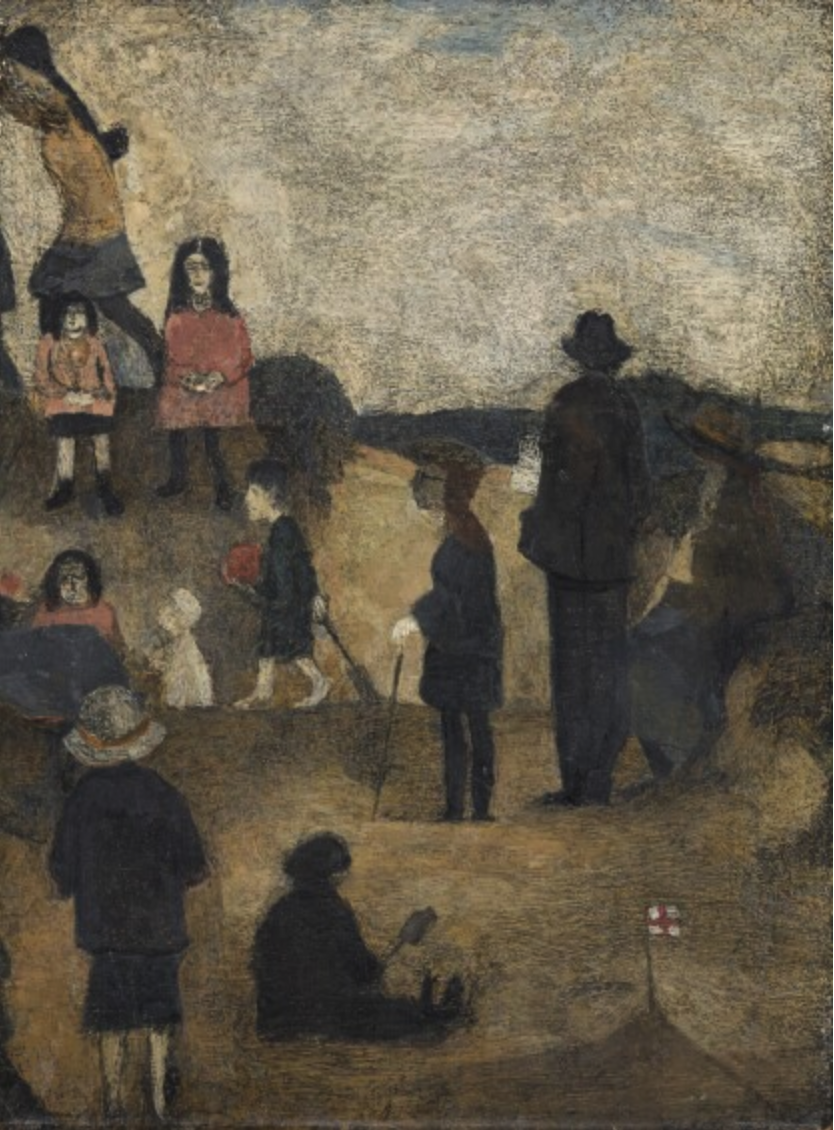 Children on the beach (1953) by Laurence Stephen Lowry (1887 - 1976), English artist.