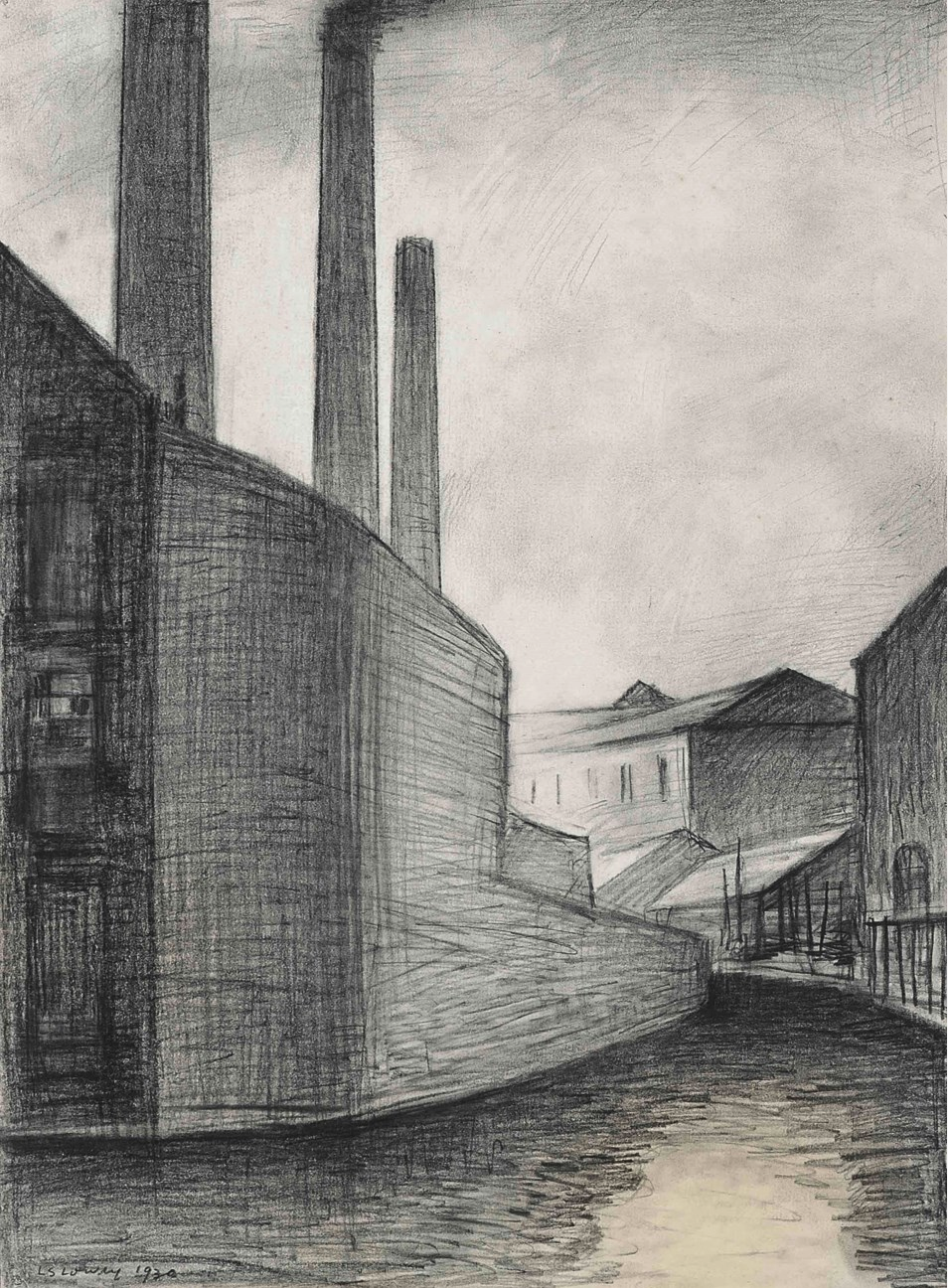 The Canal, Ancoats, Manchester (1930) by Laurence Stephen Lowry (1887 - 1976), English artist.