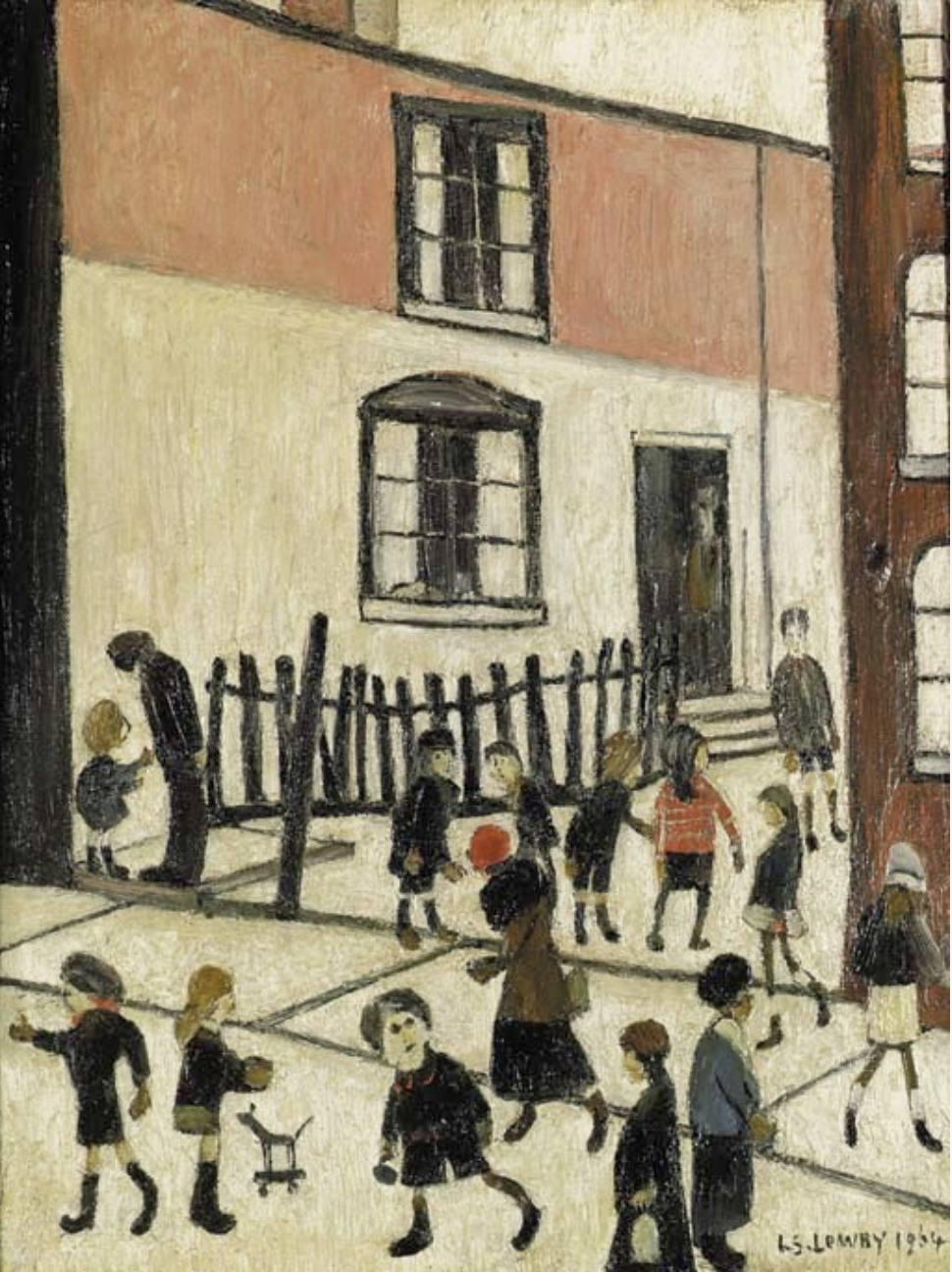 A court, Manchester (1962) by Laurence Stephen Lowry (1887 - 1976), English artist.