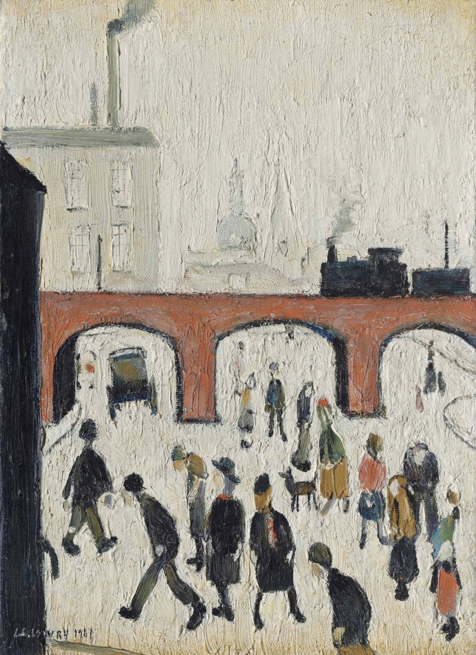 A Street Scene (1961) by Laurence Stephen Lowry (1887 - 1976), English artist.