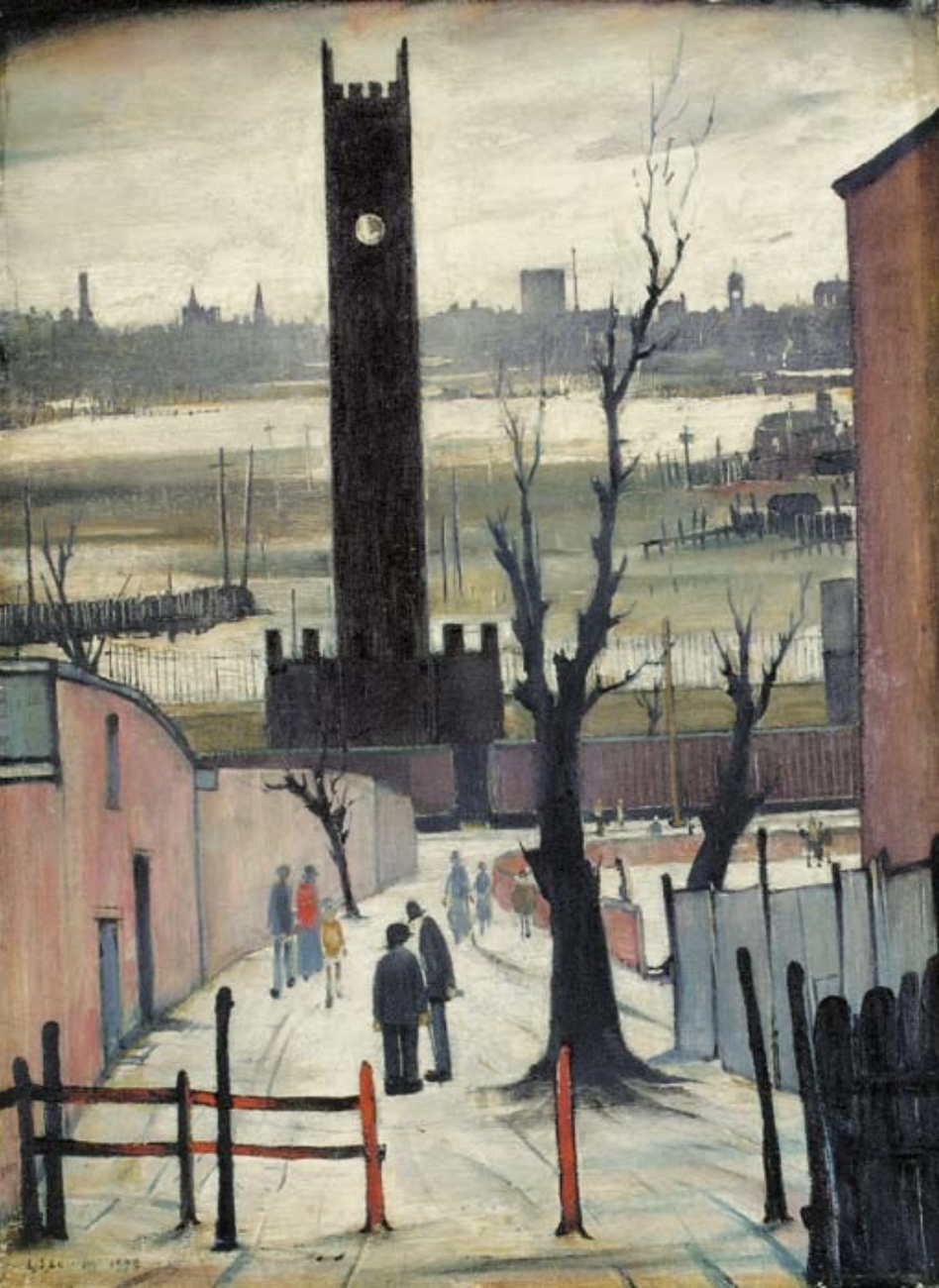 The Black Tower (1938) by Laurence Stephen Lowry (1887 - 1976), English artist.