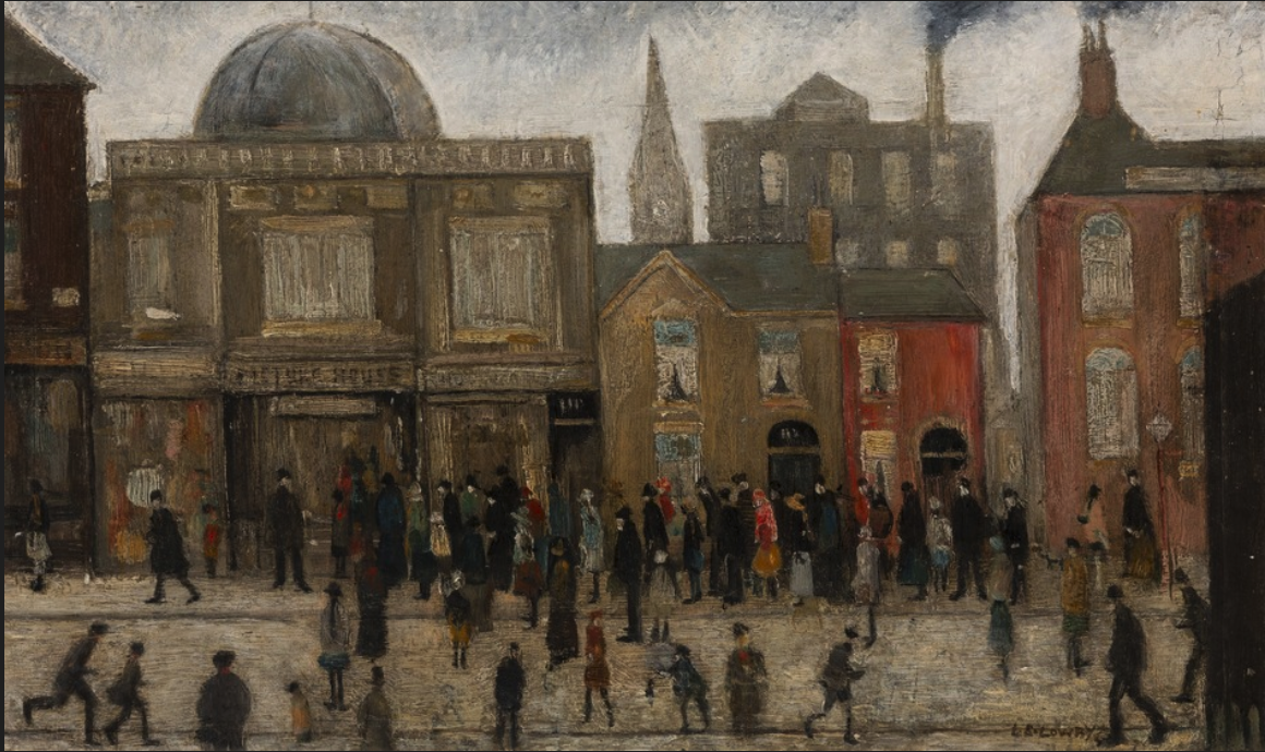 The Old Cinema (1933) by Laurence Stephen Lowry (1887 - 1976), English artist.