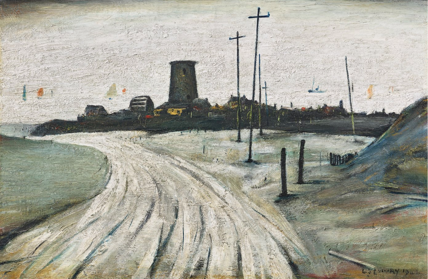An Old Windmill, Amlwch (1941) by Laurence Stephen Lowry (1887 - 1976), English artist.