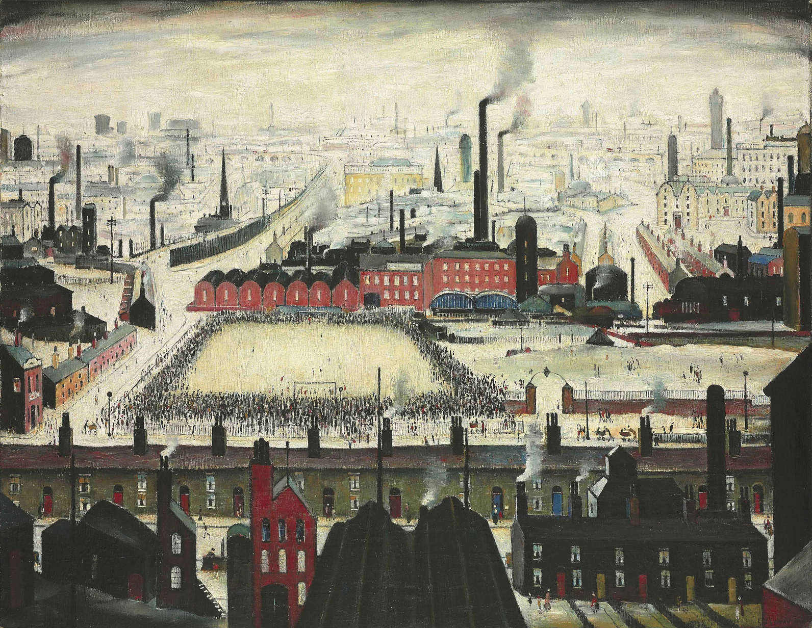 The Football Match (1949) by Laurence Stephen Lowry (1887 - 1976), English artist.