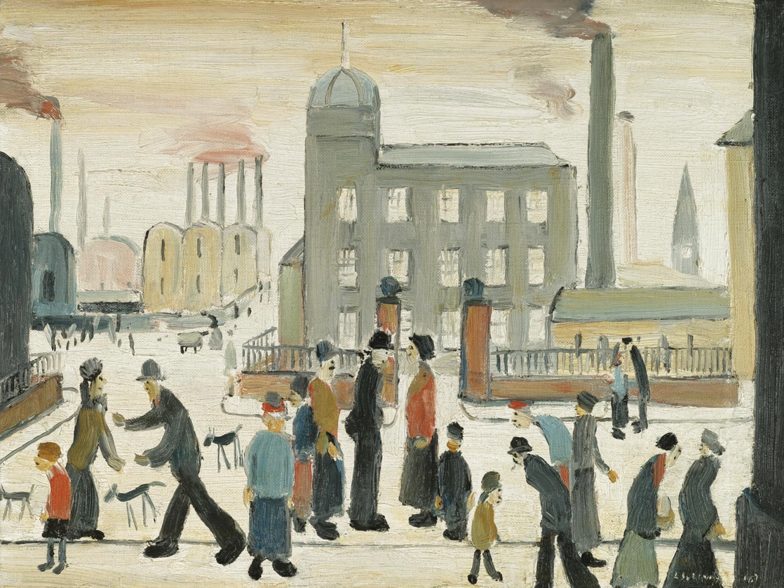 Industrial Landscape with Figures (1957) by Laurence Stephen Lowry (1887 - 1976), English artist.