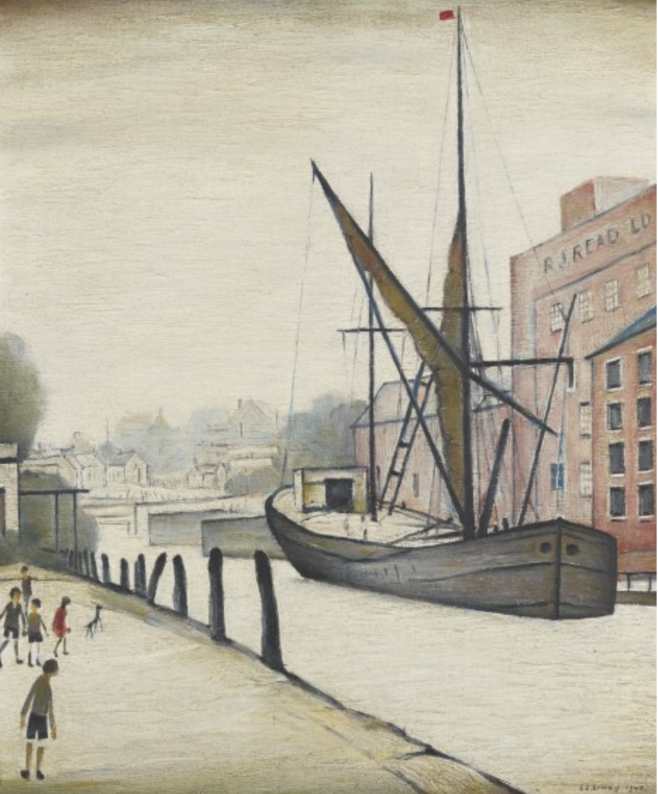 The Barge (1948) by Laurence Stephen Lowry (1887 - 1976), English artist.