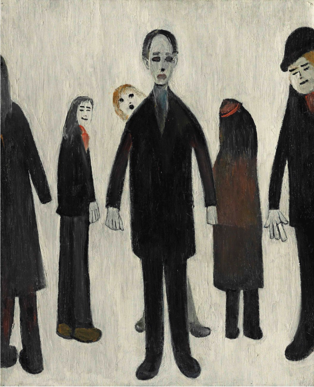 Group of Six People (circa 1958) by Laurence Stephen Lowry (1887 - 1976), English artist.