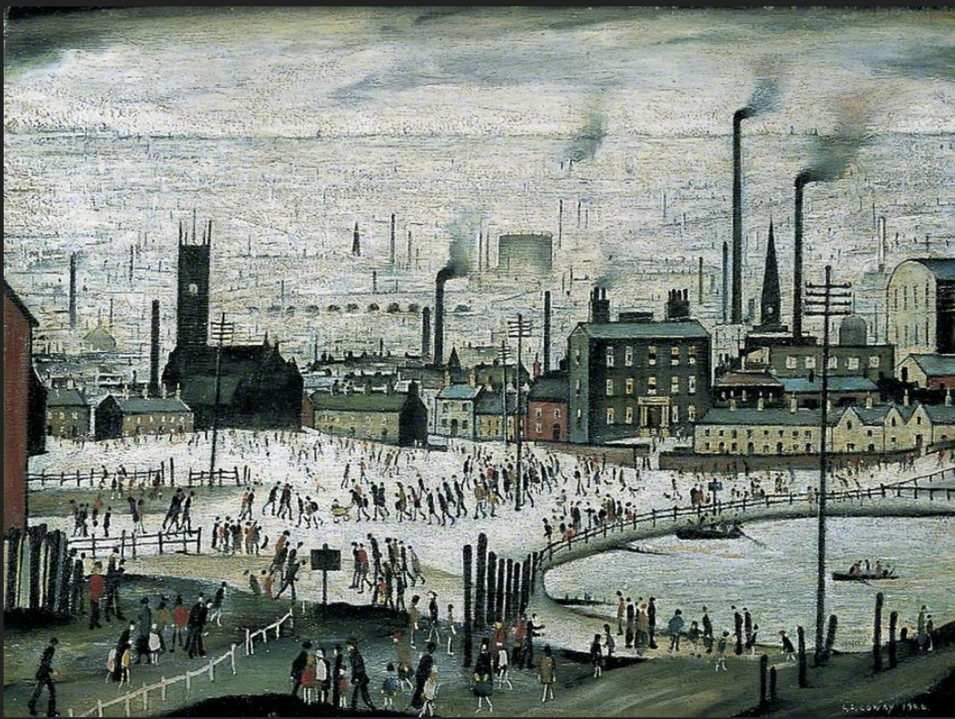 An Industrial Town (1944) by Laurence Stephen Lowry (1887 - 1976), English artist.