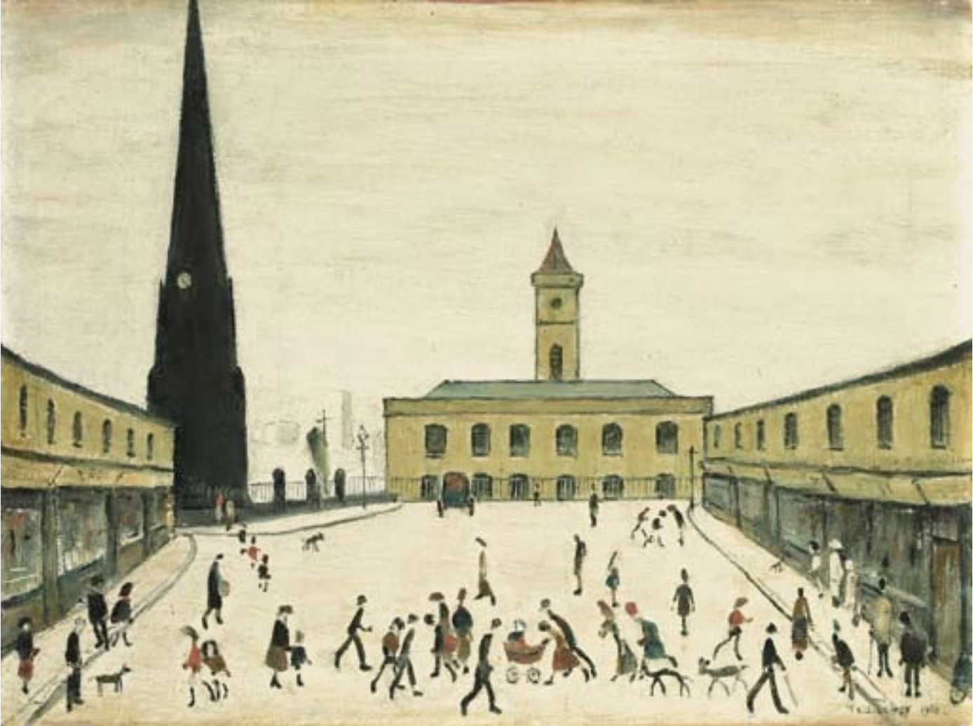 The Old Town Hall, Middlesbrough (1962) by Laurence Stephen Lowry (1887 - 1976), English artist.